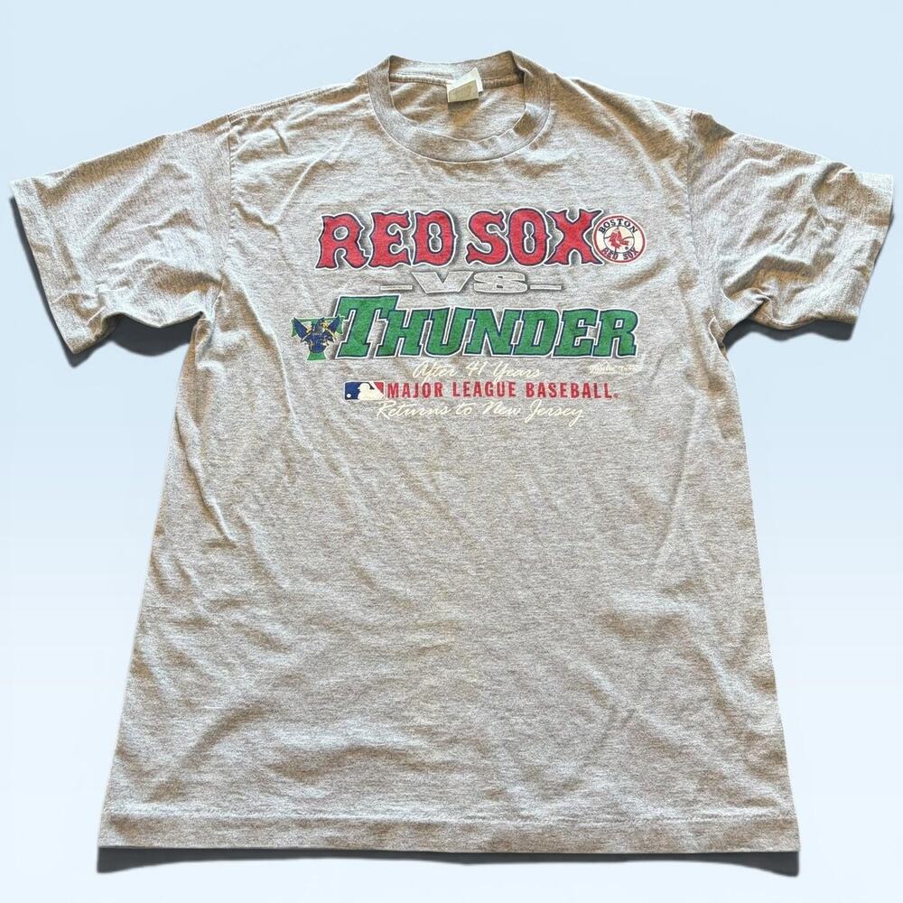 Vintage Boston Red Sox Trenton Thunder Shirt Mens Large Gray MLB Majestic 90s